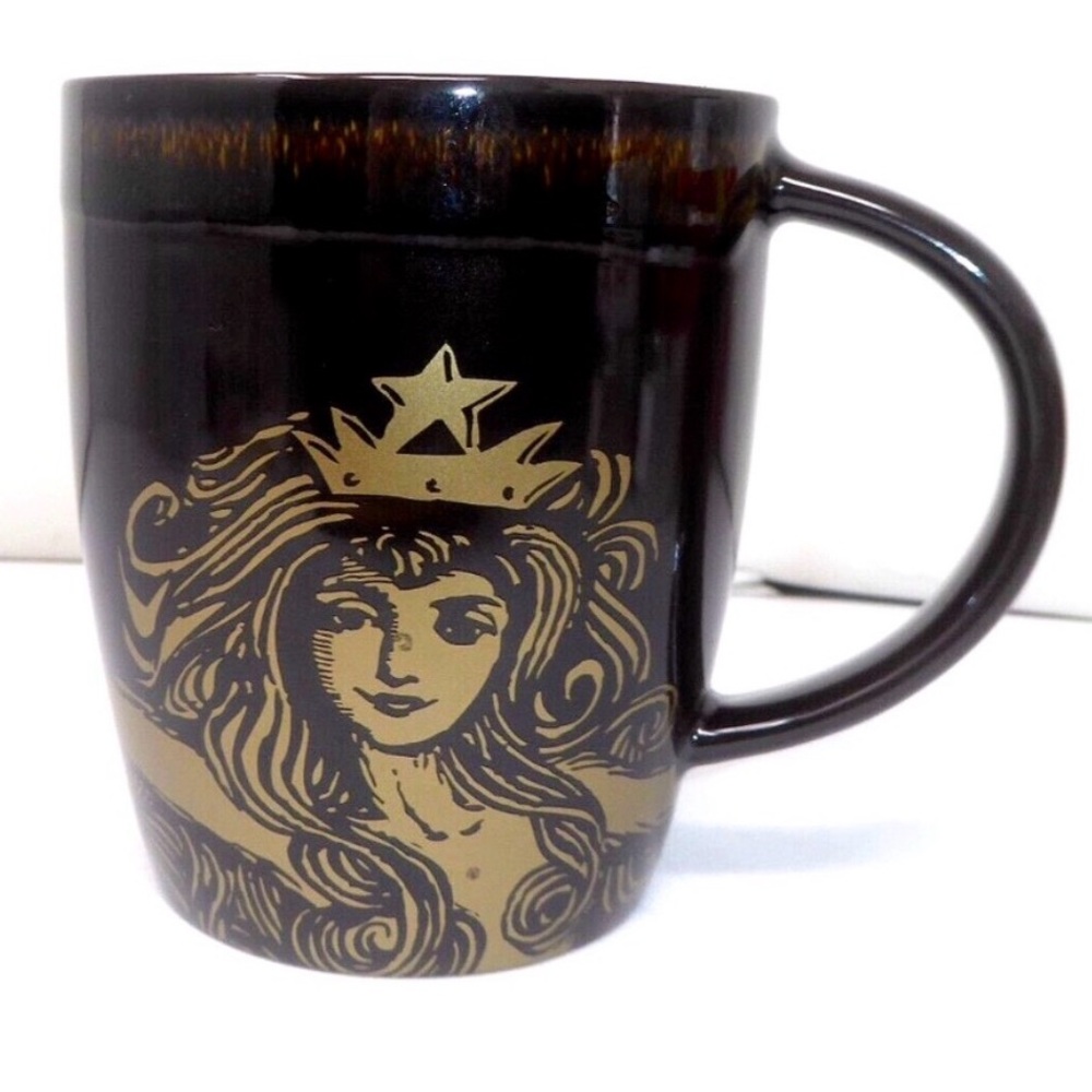 STARBUCKS ANNIVERSARY 2012 SIREN Mug, Bone China, 12 oz, Gold & Bronze, NWT